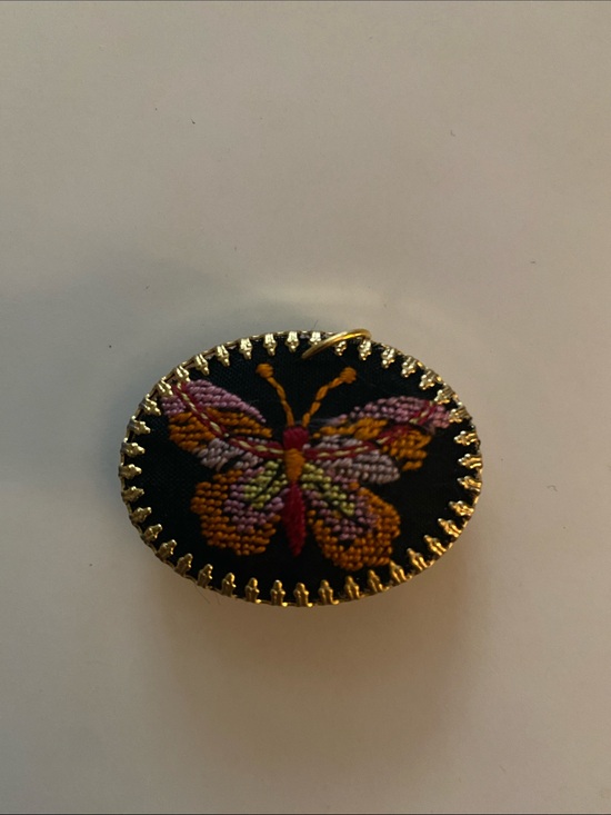 Unbranded Jewelry - Embroidered Butterfly Brooch in Black with Multicolor Stitching
